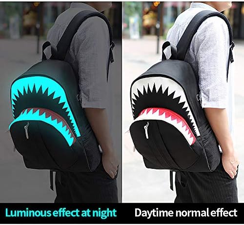 MCWTH Shark Backpacks for Teen Boys, Cool Kids Backpack for School Bookbags (Glow)
