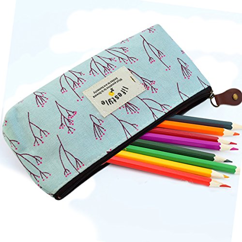 Countryside Flower Floral Pencil Pen Case Cosmetic Makeup Bag Set of 3 by Miayon