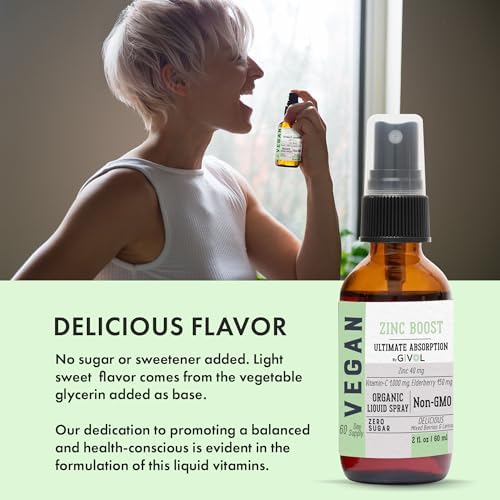 Zinc Active Mist Liquid Spray, Sugar-Free, Made in USA, 2 FL oz/60 ml