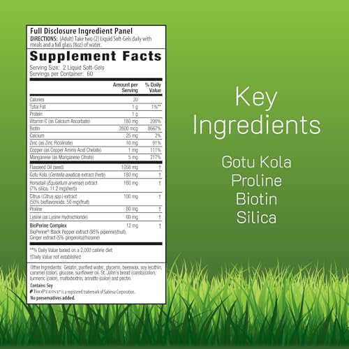 Irwin Naturals Longer, Stronger Hair and Nails - 120 Liquid Softgels - Promotes Vibrant Shine Texture & Strength - 60 Total Servings | Support Shine, Texture, Hair & Nail Strength | Biotin + Horsetail Silica | Connective Tissue Support | 120 Soft-Gels