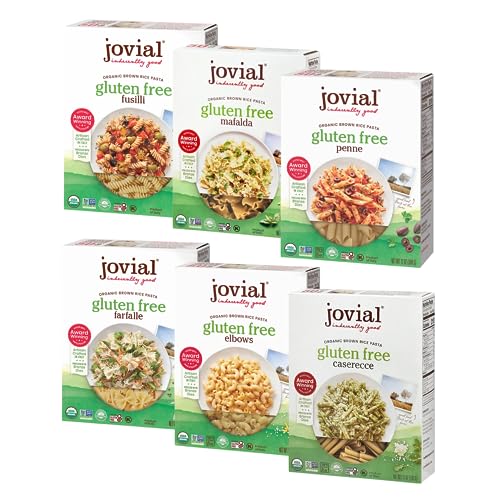 Jovial Brown Rice Farfalle, Penne, & Elbows Pasta - Whole Grain Organic Pasta, Gluten Free, Dairy Free, Made in Italy - 12 Oz, 3 Pack Variety
