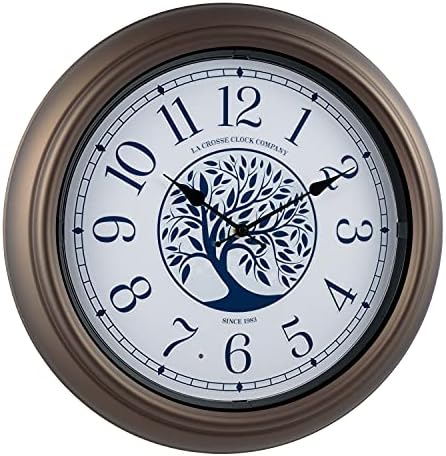 La Crosse Technology Indoor/Outdoor Lighted Dial Analog Quartz Wall Clock, 18" Dia. (403-3246BR)