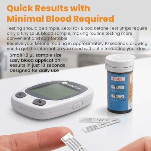 KetoTrak Blood Ketone Test Strips, 50 Count for Ketone Monitoring