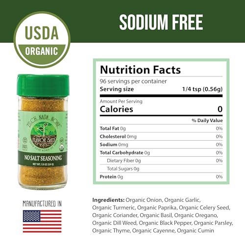 Organic No Salt Seasoning - Zilch Nada None by Flavor Seed, Salt Substitute for Cooking with Herbs & Spices, All Purpose Seasoning for Meat