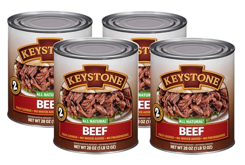 Keystone Meats All Natural Heat and Serve Canned Beef 28 Oz Fully Cooked Canned Meat Long Shelf Life Emergency Survival Canned Food Ready to Eat No