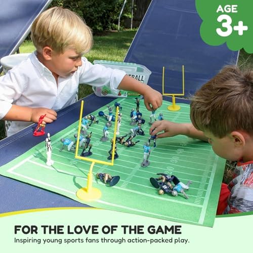 Kaskey Kids Football Guys, Navy Gold vs. Gray Blue, 30 Pieces in Each Set, Includes 2 Teams, Accessories, and Travel Storage Case
