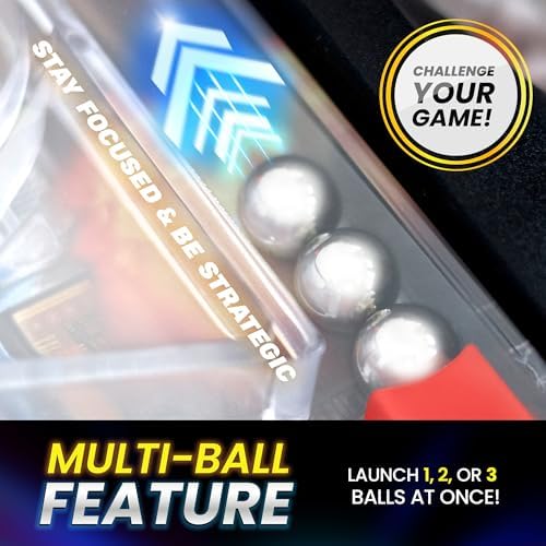 New Era Pinball Game Black – Interactive Tabletop or Floor Arcade Pinball Machine for Kids & Adults – LED Scoring, Lights & Sounds