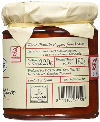 Spanish Red Piquillo Sweet Pepper Navarre Kosher from Spain - 2 pack x 7.7 oz