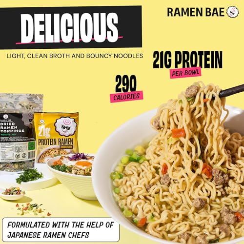 Ramen Bae Original Stir Fry Protein Noodles - 28g Protein, Garlic Soy | Air Dried Not Fried, Plant Based, Vegan Protein Noodles - Lower Carb & Fat - Savory & Bold with Hint of Spice (Pack of 6)
