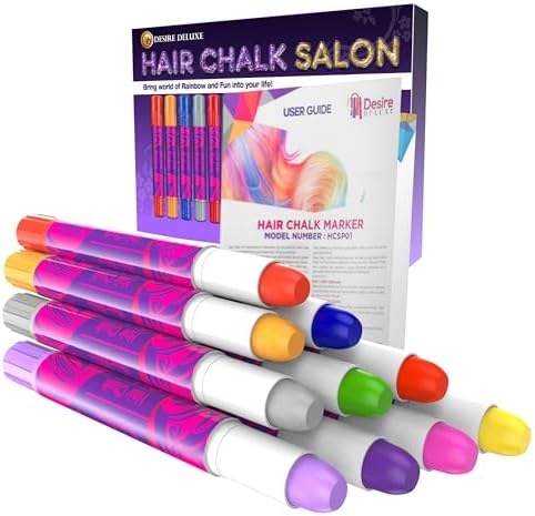 Desire Deluxe Girls Gifts Hair Chalk - 10 Temporary Washable Color Pens for Kids, Teenage, Make Up & Dress Up Colourful Styles Set Toy for Christmas