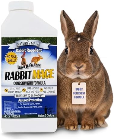 Nature's MACE Rabbit Mace Rabbit Repellent Spray & Concentrate Kit | Outdoor Rabbit Repellent, Covers 29,400 Sq Ft, Mint Scent, Safe Around Pets, People & Plants.