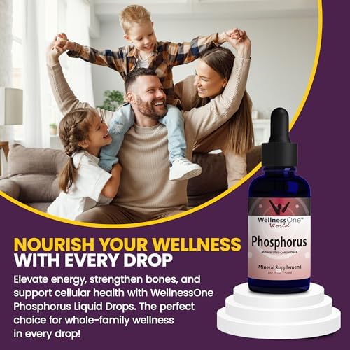 WellnessOne Ionic Phosphorus Supplements - Phosphorus Liquid from Ortho Phosphoric Acid for Teeth, Bone Health, & Energy Support - Non-GMO, Vegan