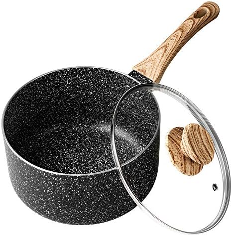 MICHELANGELO 3 Quart Saucepan with Lid, Nonstick Sauce Pan with Lid, Small Sauce Pot, Granite Coating Sauce Pan 3 Quart