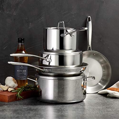 Tramontina Signature Tri-Ply Clad Stainless Steel 8-Pc Pots and Pans Set | Cookware Kitchen Set, Induction-Ready, Dishwasher-Safe, NSF-Certified, Made in Brazil