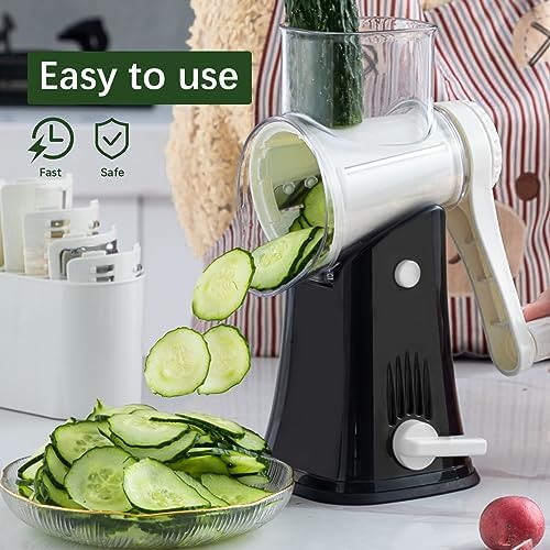 5 in 1 Rotary Cheese Grater Hand Crank, Cheese Shredder with Handle