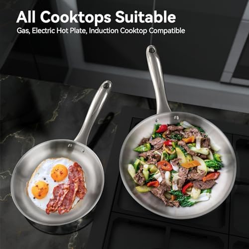 Duxtop Tri-Ply Stainless Steel Induction Cookware, 9PC Pots and Pans Set | Whole Clad 3-Layer Steel, Family Cookware Set, Even Heating