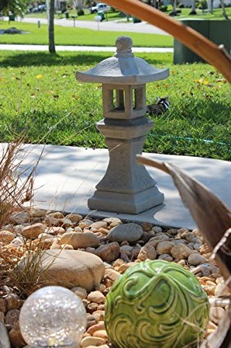 Garden Pagoda Concrete Japanese Stone Lantern,Oriental, Asian 3-piece Outdoor Garden Statue Sale 26" Tall Made in USA