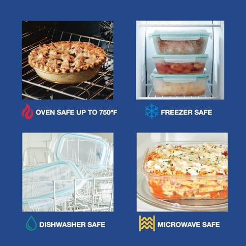 LOCK & LOCK LocknLock Purely Better Glass Round Pie Baking Dish/Food Storage Container with Lid, 9.5 Inch, Clear