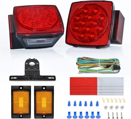 Nilight Square Submersible LED Trailer Light Kit,IP68 Waterproof 2PCS