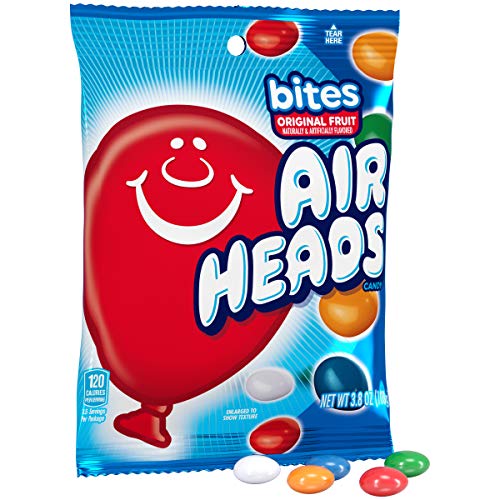 Airheads Candy Bites, Assorted Fruit Flavors, 2 Ounces (18-Pack) | Individually Wrapped Bulk Candy, Chewy Candy Bags