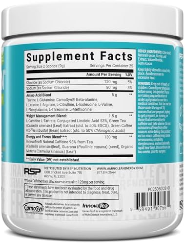AminoLean Natural Pre Workout Powder - Amino Energy with Vegan Amino Acids