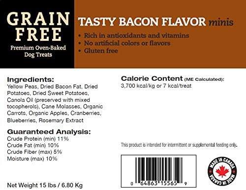 Grain Free Tasty Bacon Flavor Minis Heart Dog Treats, 15 lb