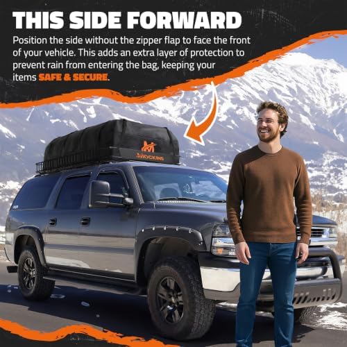 Mockins 90"x50"x5" XXL Heavy Duty Roof Rack Cargo Carrier w/ 250 Lbs. Cap | With 50 Cu Ft Waterproof Soft Vinyl Rooftop Cargo Bag | Roof Basket for
