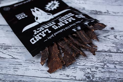 No Mans Land Slow-Dried Beef Jerky | Smoked & Seasoned Jerky Strips | High Protein, Low Carb Beef Snack | Gluten Free - MILD (16oz)