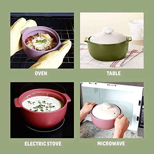 Neoflam Kiesel 2qt Non-Stick Ceramic Casserole Pot, Dutch Oven, Clay Pot, Stockpot For Stew, Soup, Steam, Scratch Resistant, Oven Safe, Heat Resistant, Plum