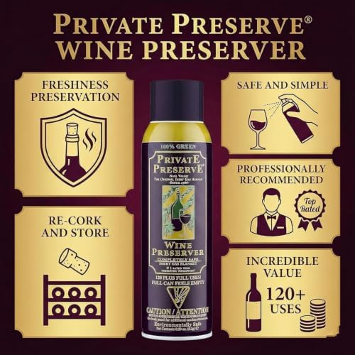 Private Preserve Wine Preservation System | 100% Green Gas Based | Suitable For All Wine, Port, Sake, Cognac, Whiskey, Fine Oil & Vinegar (Pack of 2)