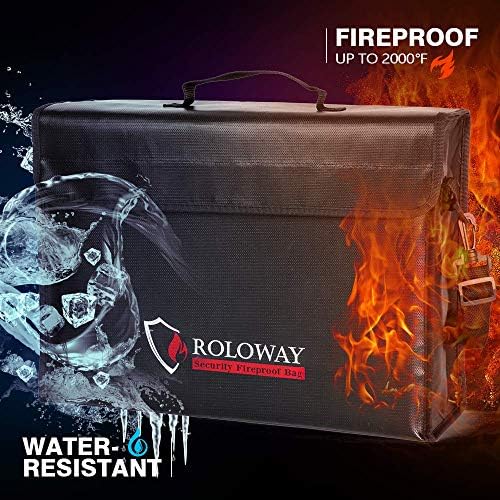 Large (17 x 12 x 5.8 inches) Fireproof Bag, Water Resistant Fireproof Document Bag Safe for Money, Documents and Valuables Storage