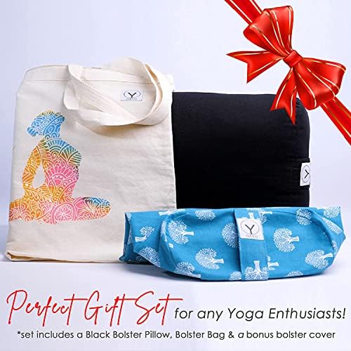Y O GAYO Yoga Bolster - Made with 100% Cotton, Yoga Pillow Set Includes Extra Washable Cover and Carry Bag