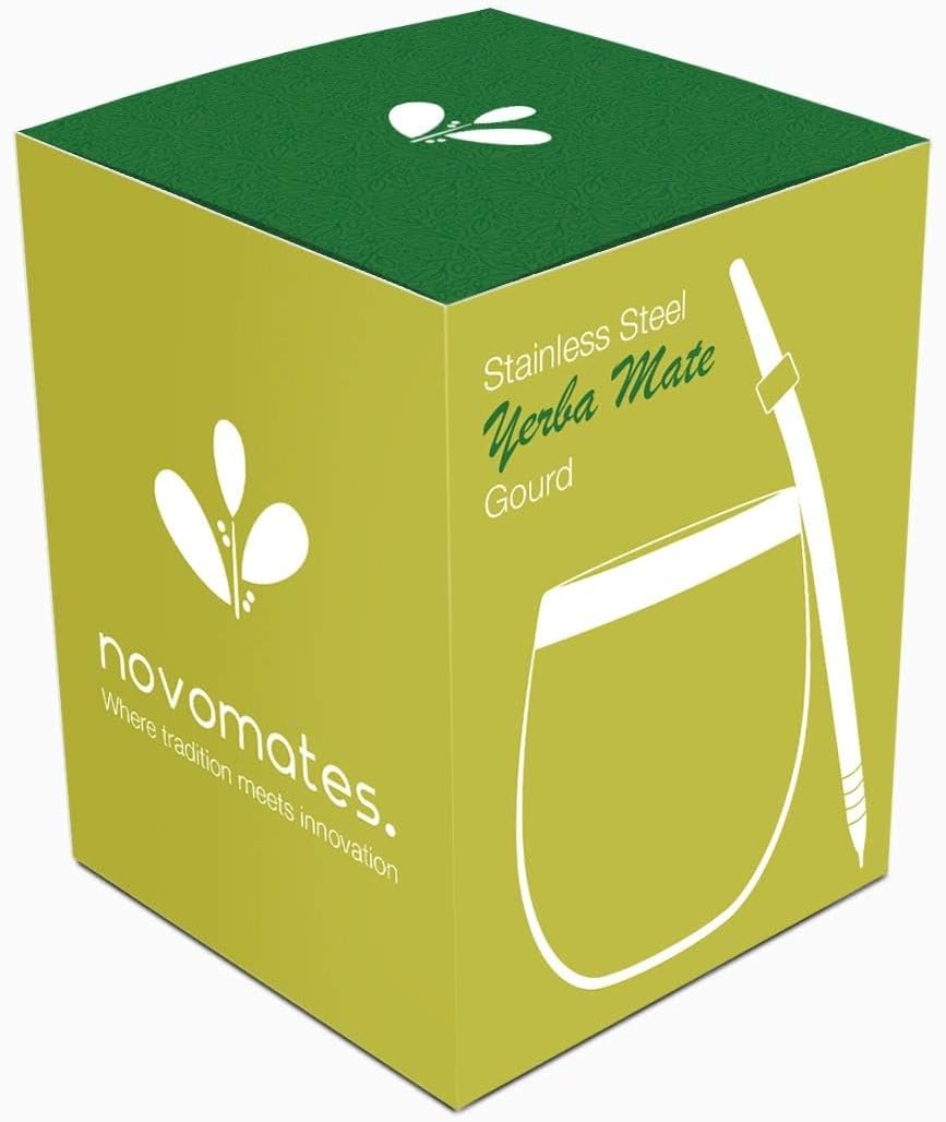 Novomates [NEW] Mate Cup and Bombilla Set - Mate Gourd - Includes Double Wall Stainless Steel Yerba Mate Tea Cup with Stanley Steel Mate Straw –