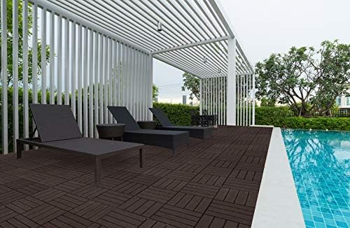 ASTEROUTDOOR Interlocking Deck Tiles Plastic Waterproof Outdoor Flooring 12" x 12" for Patio Garden Deck Poolside Indoor Outdoor, 10 pcs, Gray
