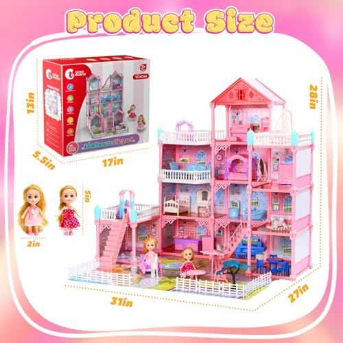 Huge Dollhouse for Girls, 11-Room Doll House Gift for Girls 3-10