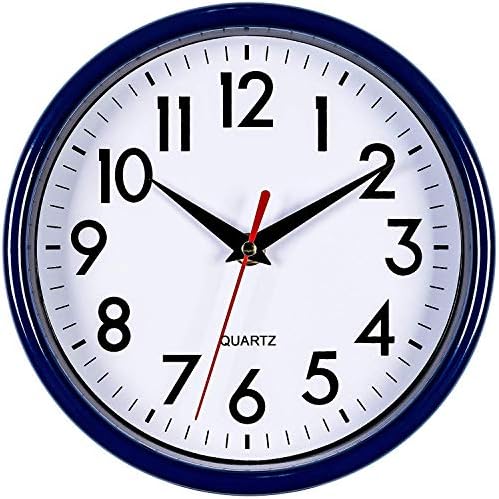 Bernhard Products Silver Wall Clock 8" Silent Non-Ticking Quality Quartz Battery Operated Clock for Home Kitchen Bedroom Bathroom Classroom Nursery