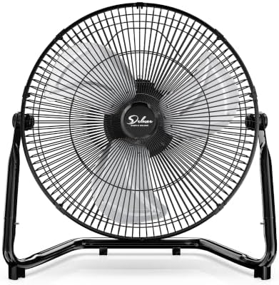Simple Deluxe 20 Inch 3-Speed High Velocity Heavy Duty Metal Industrial Floor Fan for Warehouse, Workshop, Factory and Basement, Black, 1 Pack