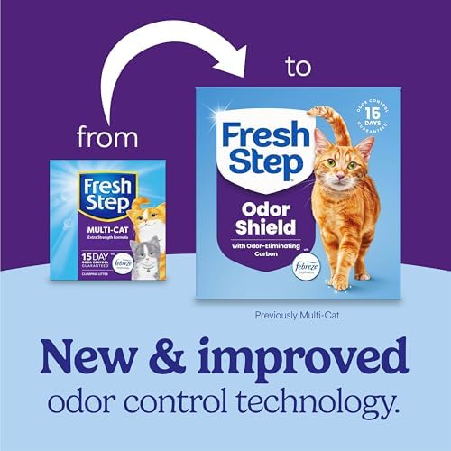 Fresh Step Odor Shield Multi Cat Clumping Cat Litter, 14 lb. | Febreze Freshness, Odor Shield with Ammonia Block Technology, Low Dust