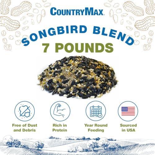 CountryMax Backyard Seeds Songbird Blend Mixed Bird Seed - Attracts Bluebirds, Cardinals, Chickadees (7 Pounds)