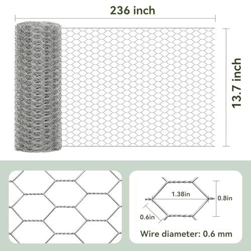 Amagabeli Chicken Wire Fencing Poultry Wire Netting 36inch x 50ft 2 Inch Hexagonal Galvanized Mesh Garden Fence Animal Barrier for Garden Protection Craft Rabbit Cage Dog Roll Chicken Coop Accessories