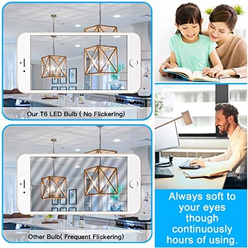 12 Pack E12 LED Edison Bulbs, 4W Dimmable T6, 2700K Warm White | Equal 40W, Dimmable T6 T25 LED Bulb, 420lm, No flicker, Candelabra light bulb for Chandelier, Ceiling Fan, Not E26 Base