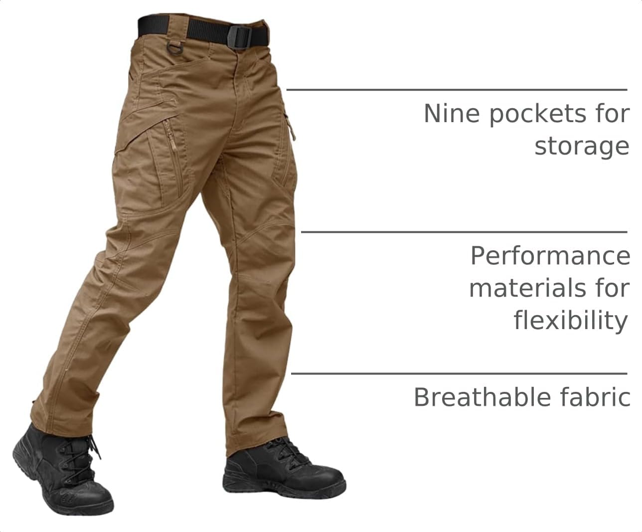 TACVASEN Men's Tactical Pants Waterproof Hiking Work Pants for Men Construction Stretch Cargo Trousers 9 Pockets