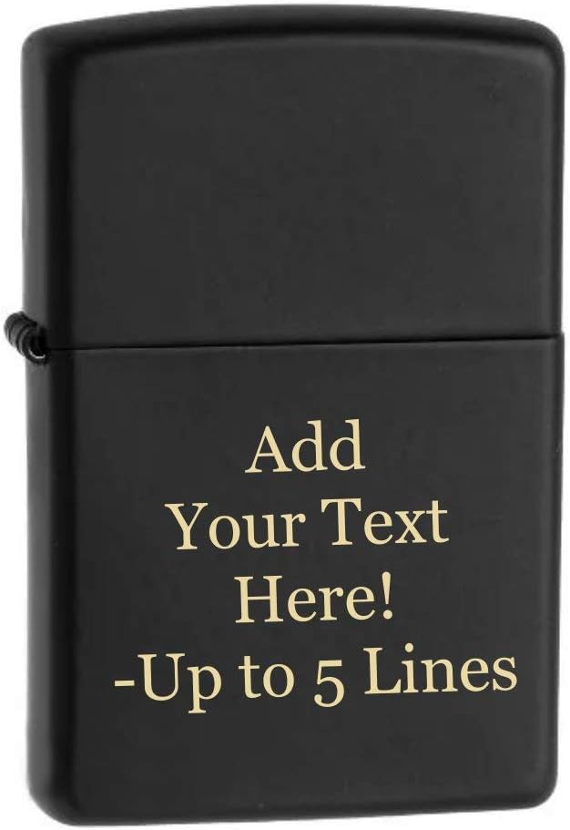 Zippo Lighter – Personalized Custom Message Engraved Windproof Classic Pocket Lighter Black Matte