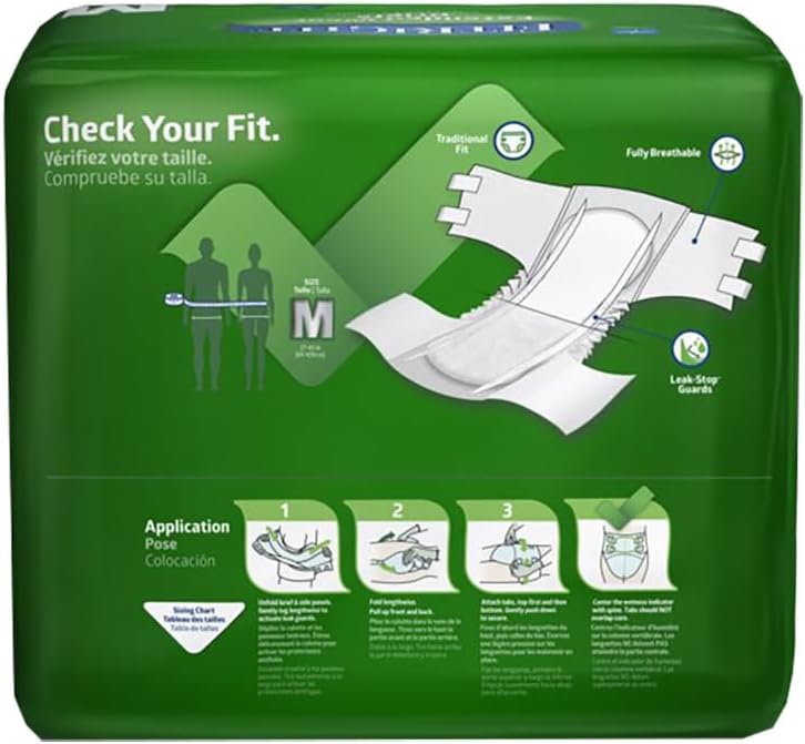 FitRight Adult Incontinence Briefs with Tabs, Extended Wear, Medium, 27" to 43", 15 Count
