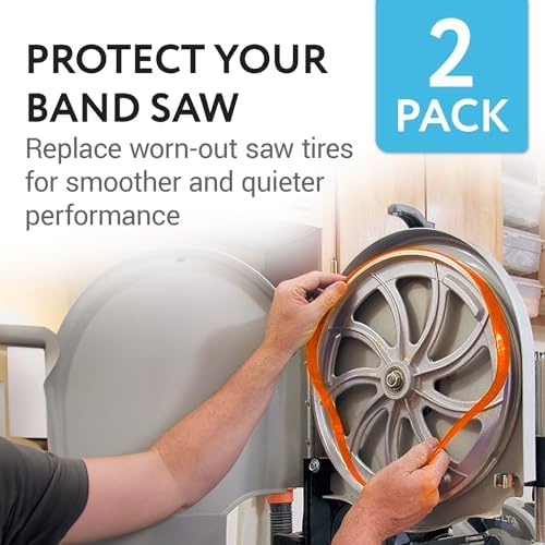 IMPRESA Bandsaw Tires - 2-Pack of Orange Urethane Bandsaw Tire for Metal & Wood Cutting - No Adhesive Needed - Compatible with Jet