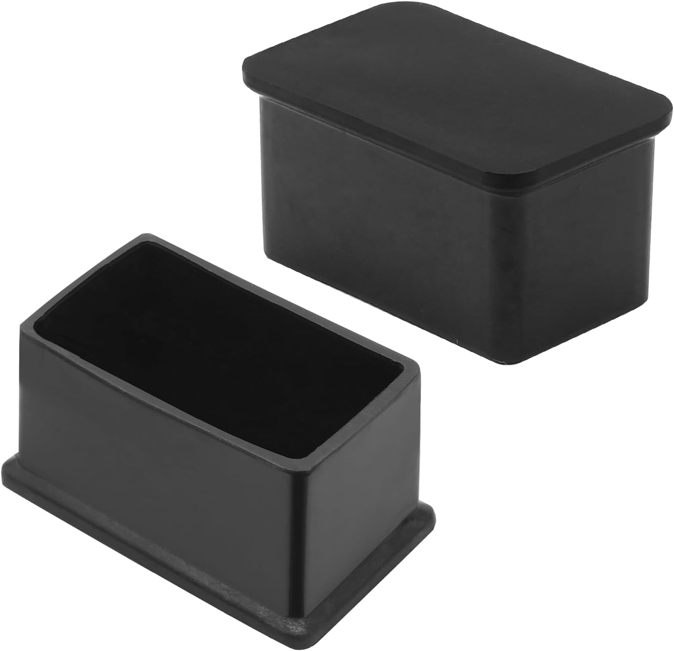 Bonsicoky 20Pcs Rectangle Rubber Furniture Leg Caps (3/4" x 1-1/2"), Vinyl Flexible Chair Leg Floor Protectors for Patio Indoor Chair Table Bed