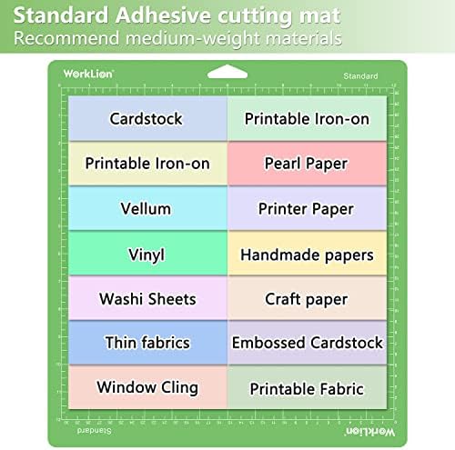 WORKLION Cutting Mat 12x12 Compatible with Maker/Maker 3/Maker 4/Air 2/Explore 3/4, Variety Sticky（Standard, Light