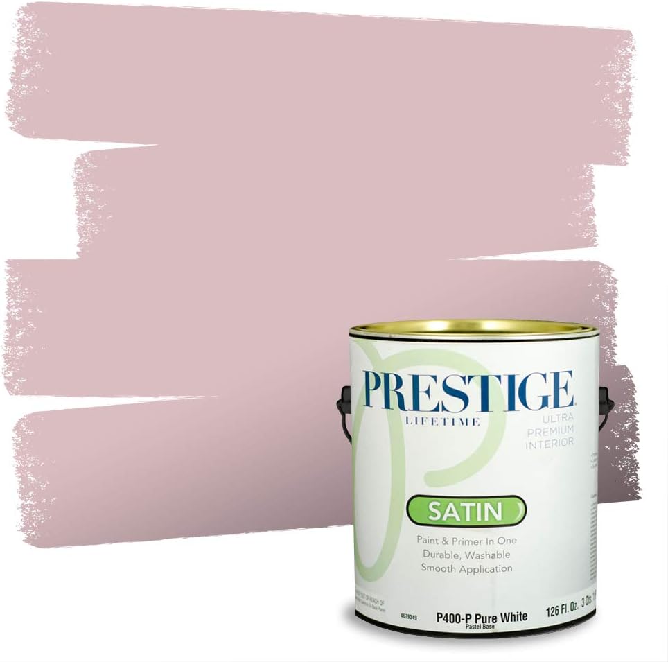 PRESTIGE E500-P-SW6303 Exterior Paint and Primer in One, 1-Gallon, Semi-Gloss, Comparable Match of Sherwin Williams Rose Colored, 1 Gallon, SW17-Rose
