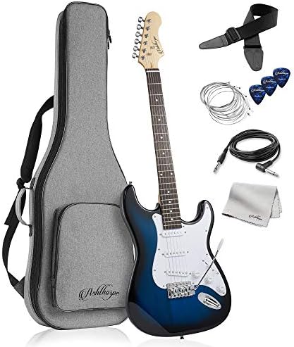 Ashthorpe 39-Inch Electric Guitar (Blue-Black), Full-Size Guitar Kit with Padded Gig Bag, Tremolo Bar, Strap, Strings, Cable, Cloth, Picks