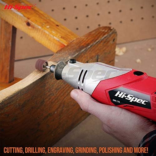 Hi-Spec Corded Rotary Tool Kit for Cutting, Grinding and Sanding with Bits